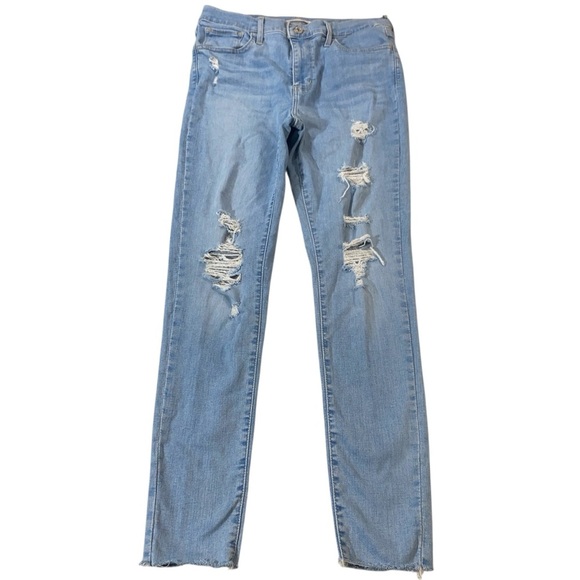 Levi's Classic Blue Straight Leg Jeans with Distressed Details - Picture 1 of 11